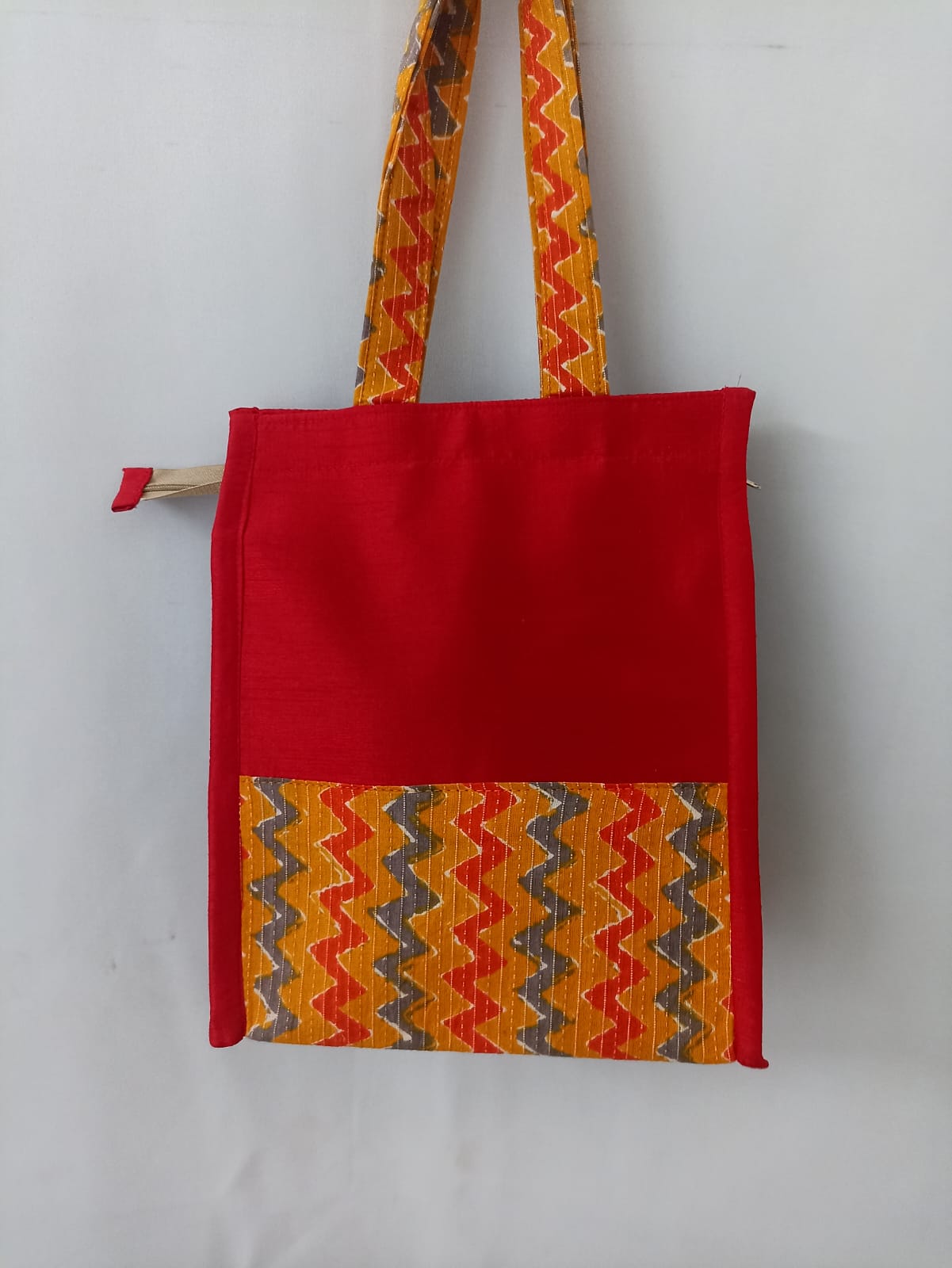 NVJB019-Red Yellow Jute Bag