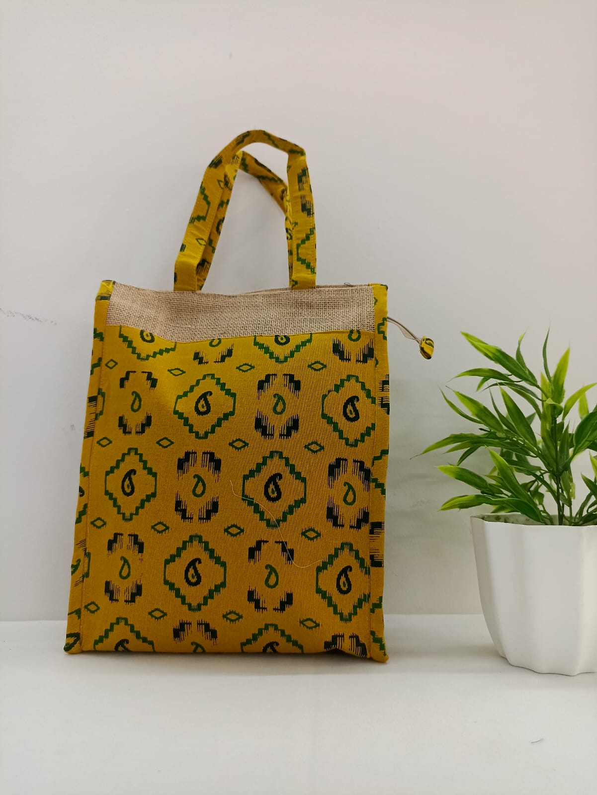 NVJB022-Yellow Green Jute Bag