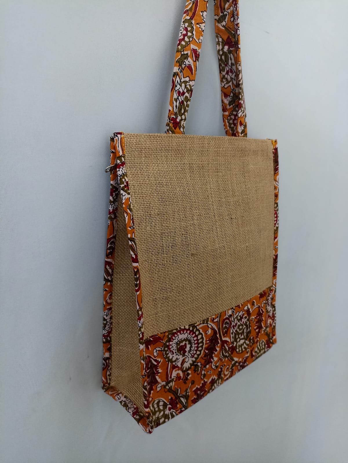 NVJB015-Orange Printed jute bag