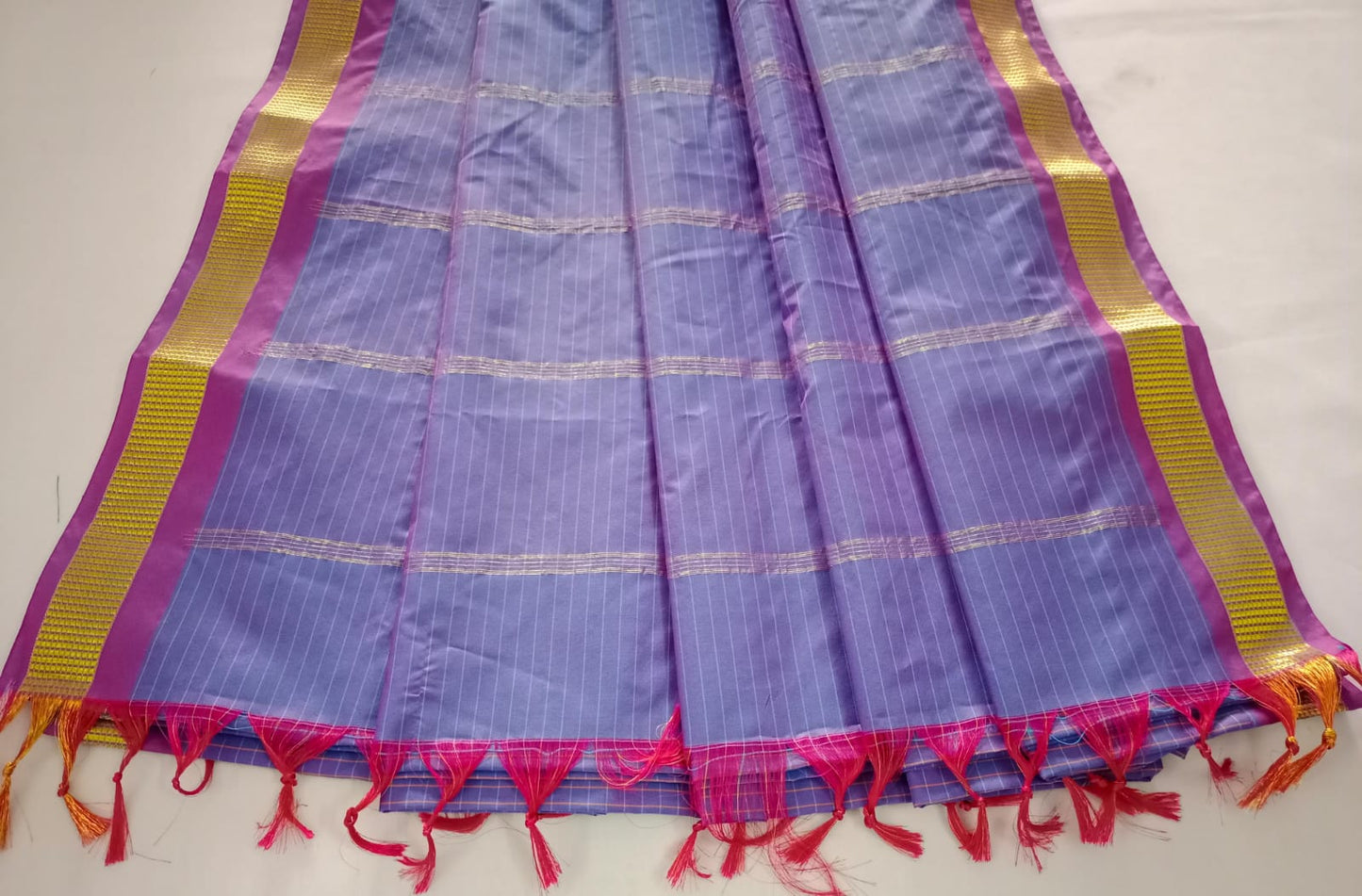 NVSSCB007-Voilet Checked Border Soft Silk Saree