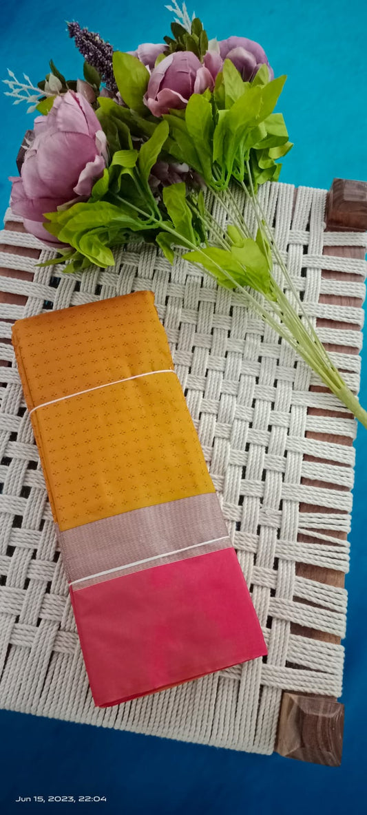 Noil Silk Plus Saree yellow color