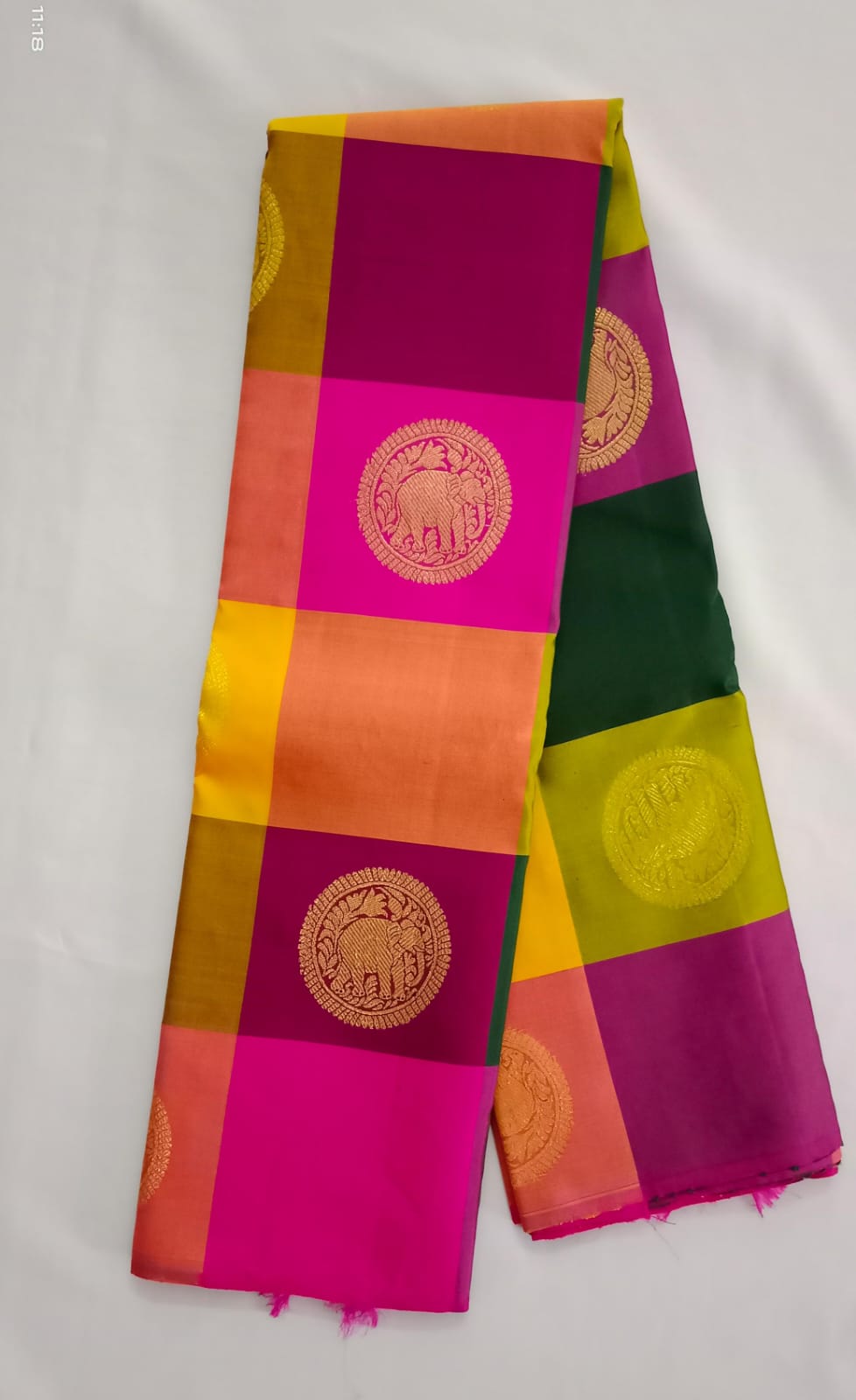NVBS002 -Multi colour checked border saree