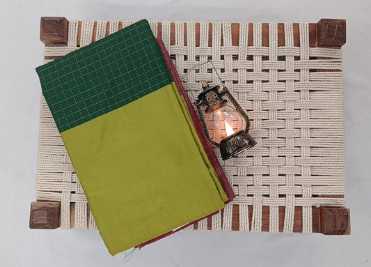 NTSR1036-NTSR1038-Noil silk checked border Light green and dark green color