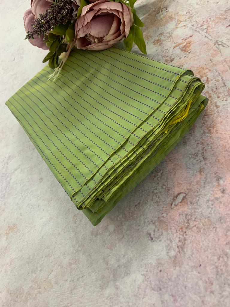 Noil Silk Temple Border Saree lemon green color