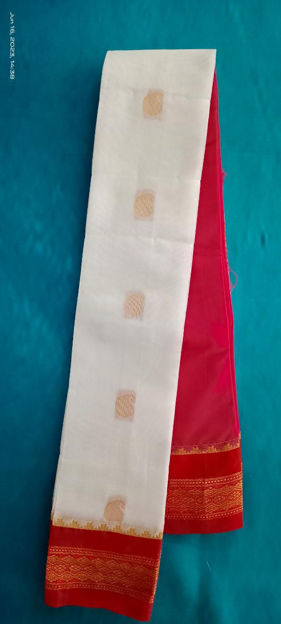 Silk cotton saree white color