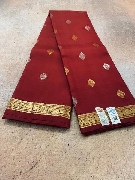 NVHSDR01-Dark Red Pure Handloom Silk Saree