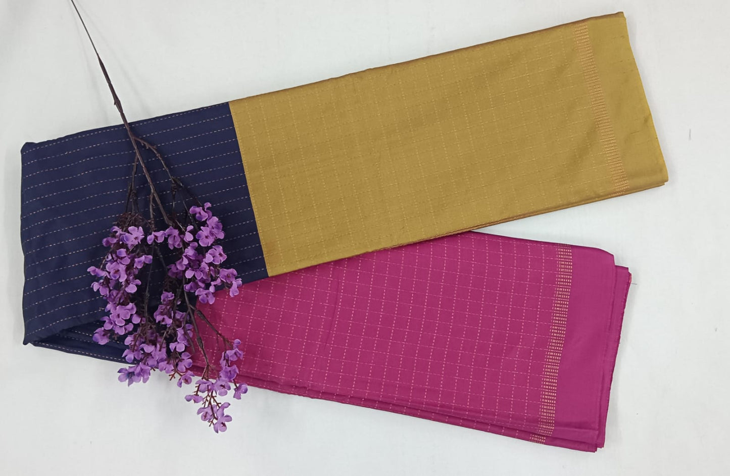NSTR1015-NSTR1019-Noli silk checked border saree navy blue and pink color
