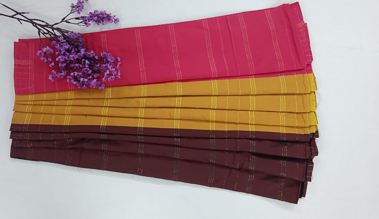NSTR001-NSTR002-Noil silk checked border saree pink and brown
