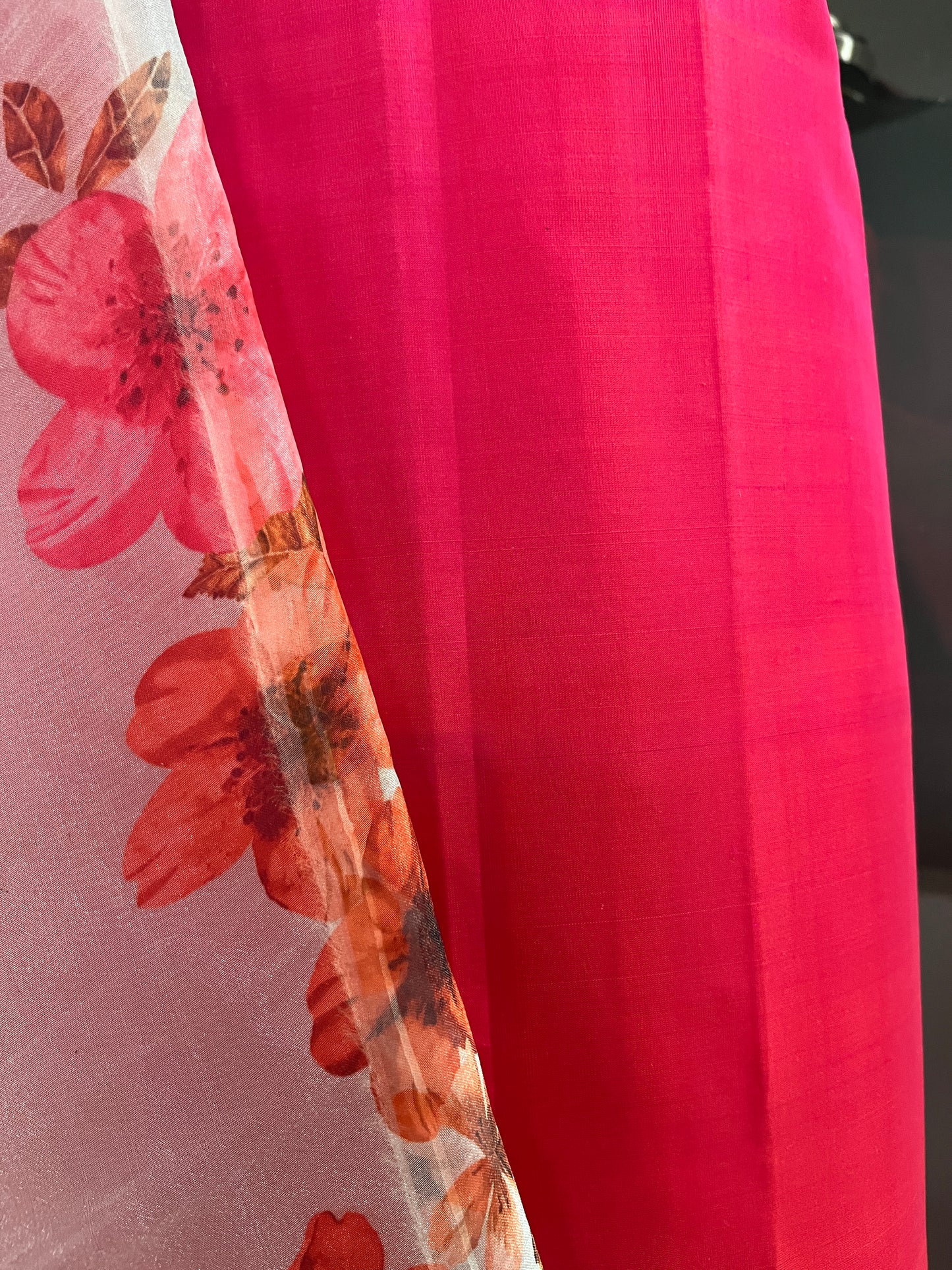 Hot Pink Silk Handloom Fabric per meter