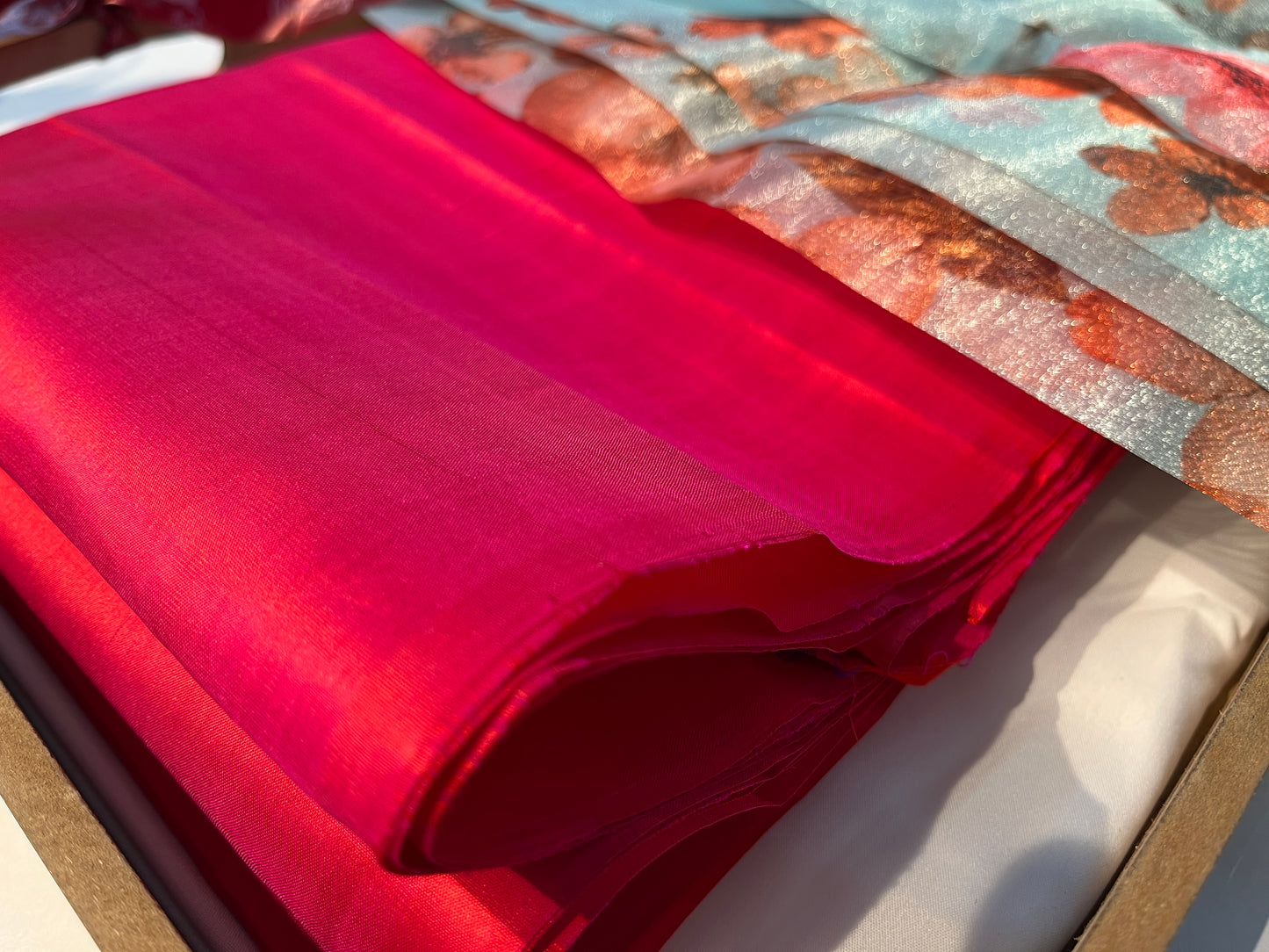 Hot Pink Silk Handloom Fabric per meter