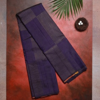 NVDHSS02-Dark Blue Dobby Handloom Silk Saree