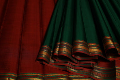 NVHSBC001-Bottel green Handloom Silk Saree