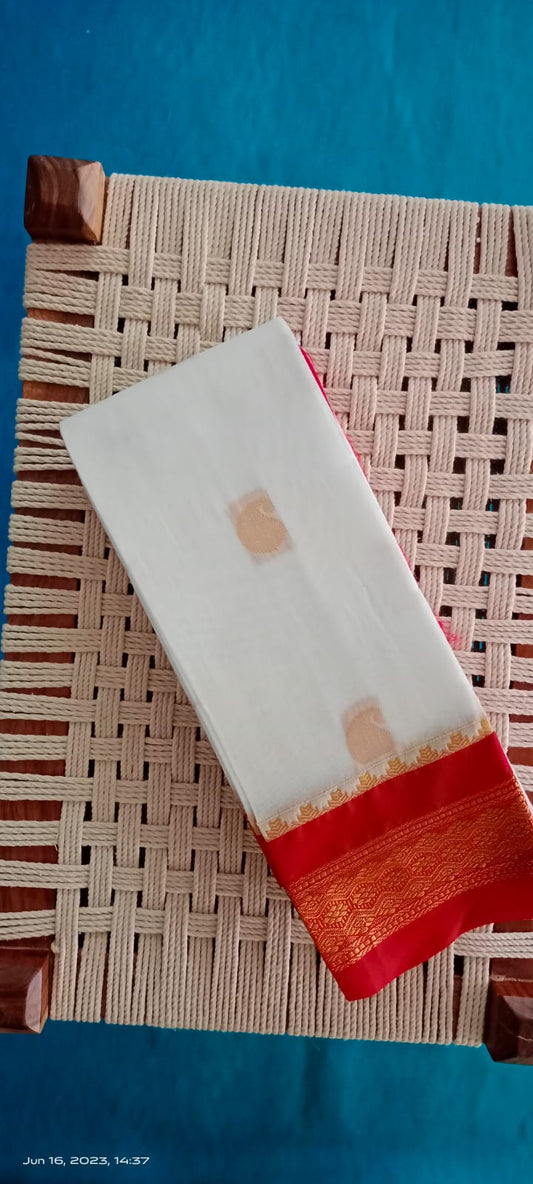Silk cotton saree white color