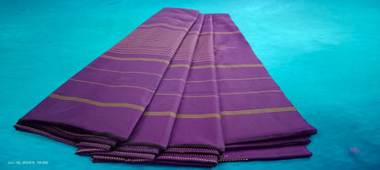 Noil Silk temple border saree voilet color