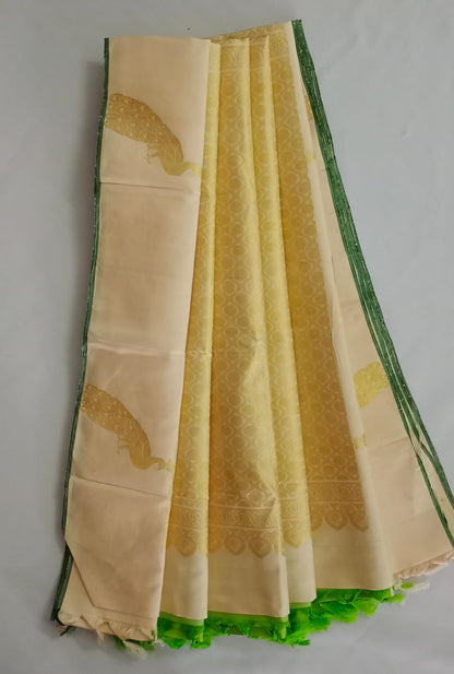 NVBS003-Light green and sandel colour saree