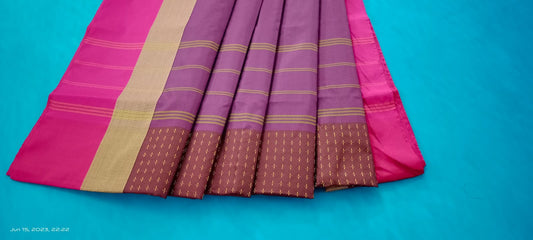 Noil Silk Plus Saree Dark Brown