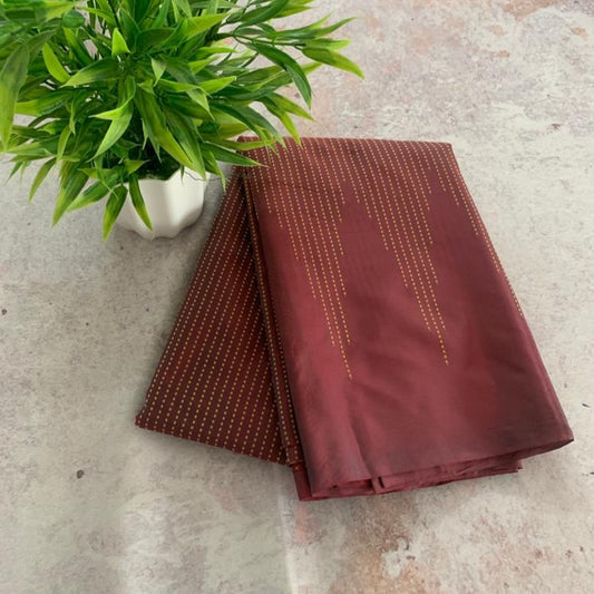 Noil Silk temple border saree brown color