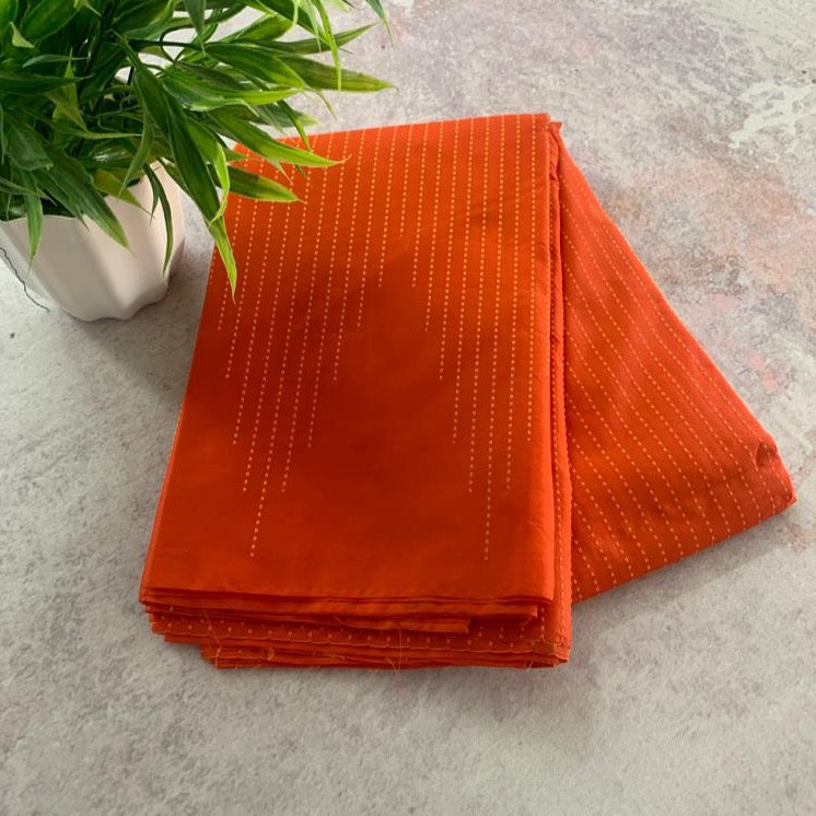 Noil Silk temple border saree orange color