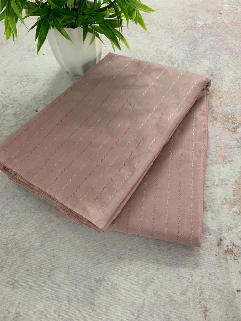 Noil Silk Line Sarees - Baby pink