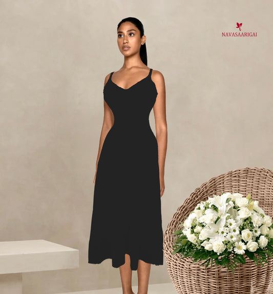 Sleeveless Black Cotton Dress