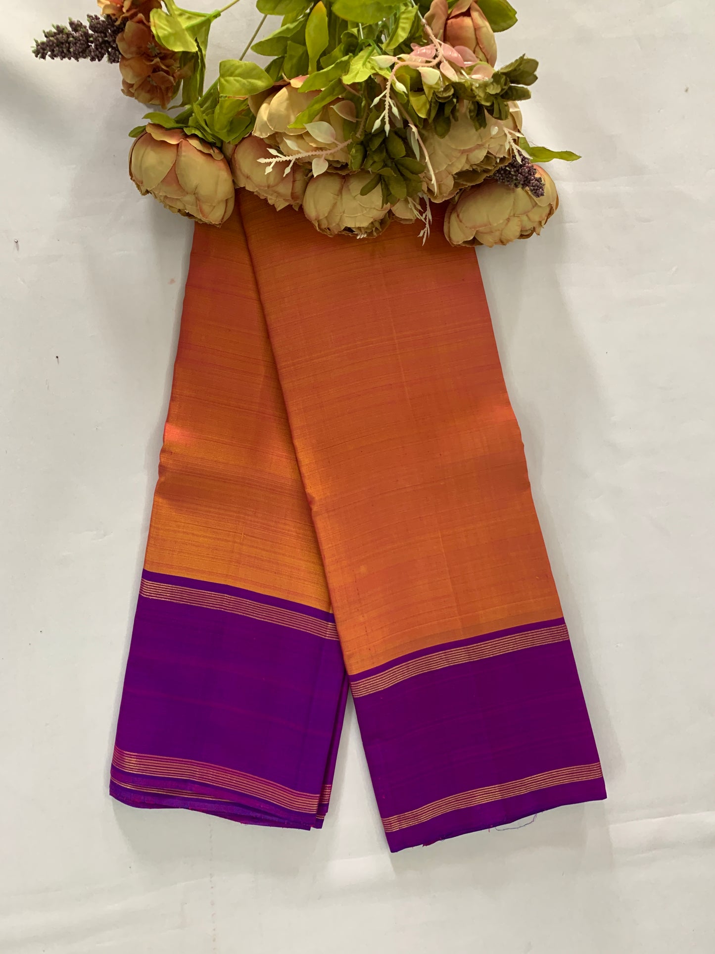 NVDHSSMY025-Mustard Yellow and violet Dobby Handloom Silk Saree