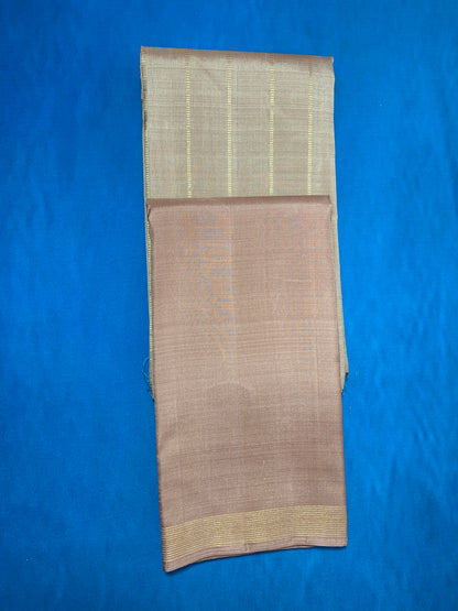 NVHSVB004-Brown Handloom Silk Veshti And NVHSSB003-Brown Handloom Silk Shirt 2.5 meters