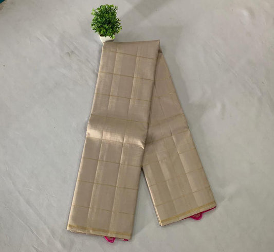 NVDHDSS037- CREAM COLOR DOBBY SILK SAREE