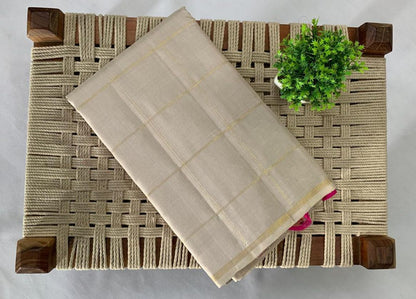 NVDHDSS037- CREAM COLOR DOBBY SILK SAREE