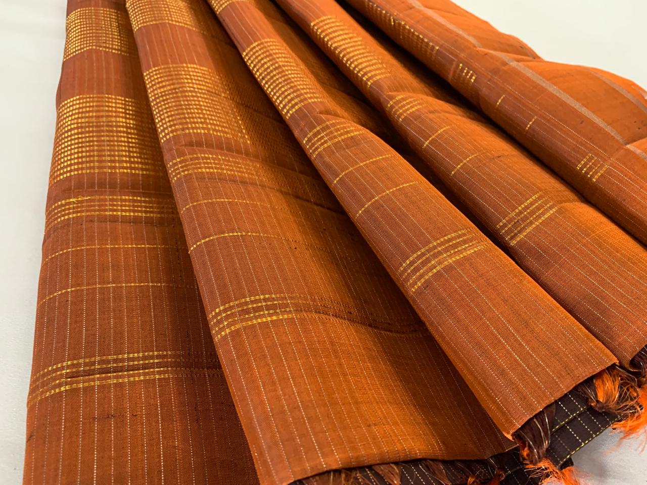 NVDHDSS039-DARK BROWN AND ORANGE COLOR CHECK