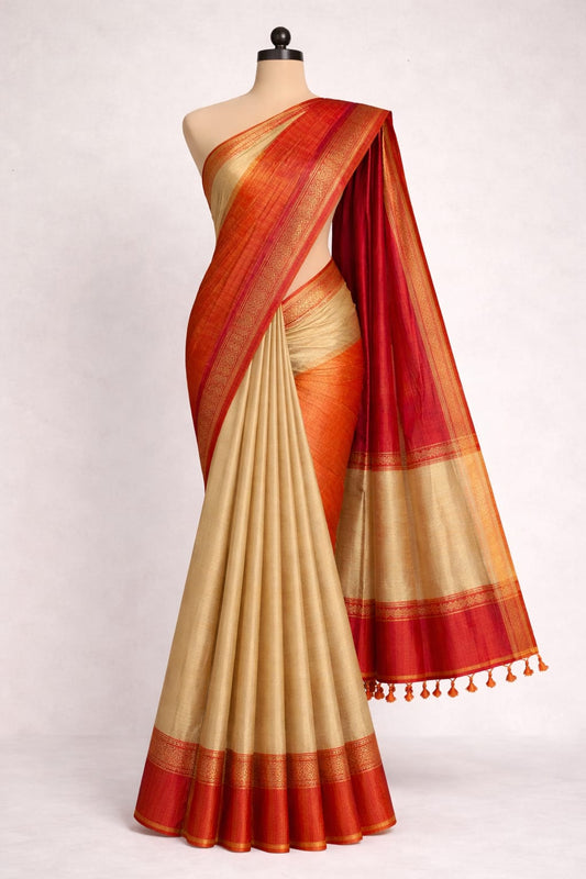 NVDHSS032-GREY AND PINK MEICHERY DOBBY SILK SAREE