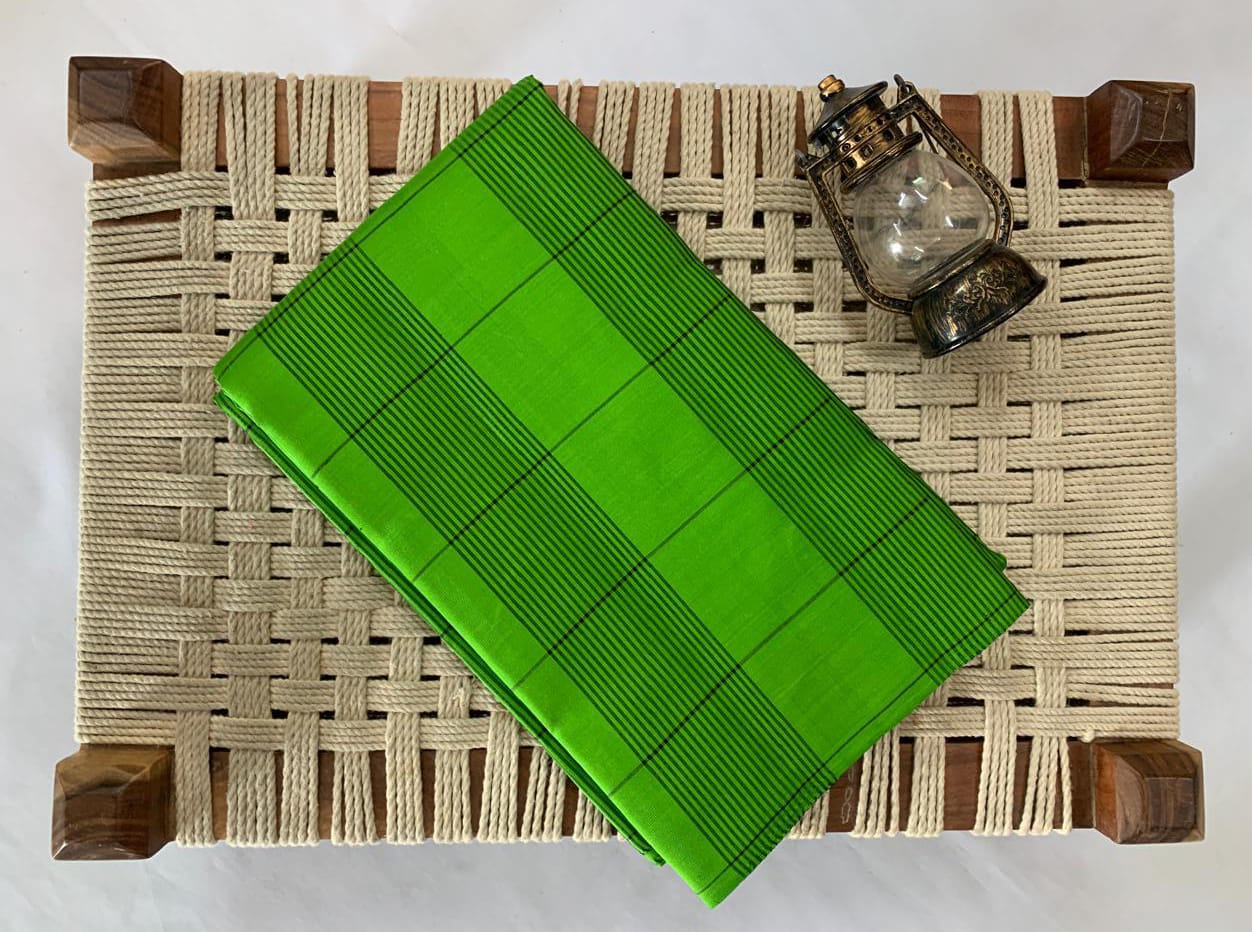 NVJSDS042-Parrot Green with Black Checks (Kattam Design)