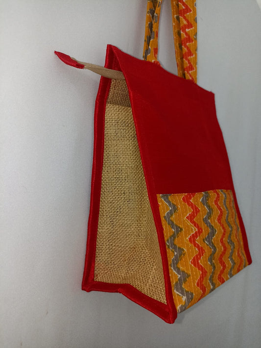 NVJB019-Red Yellow Jute Bag