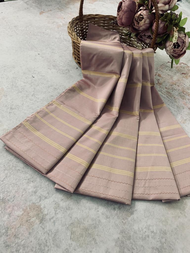 Noil Silk Line Sarees - Baby pink