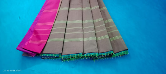 Noil Silk Plus Saree ligrt green color