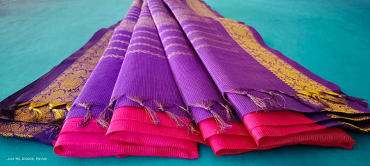 Kanij Silk Cotton Saree pink color