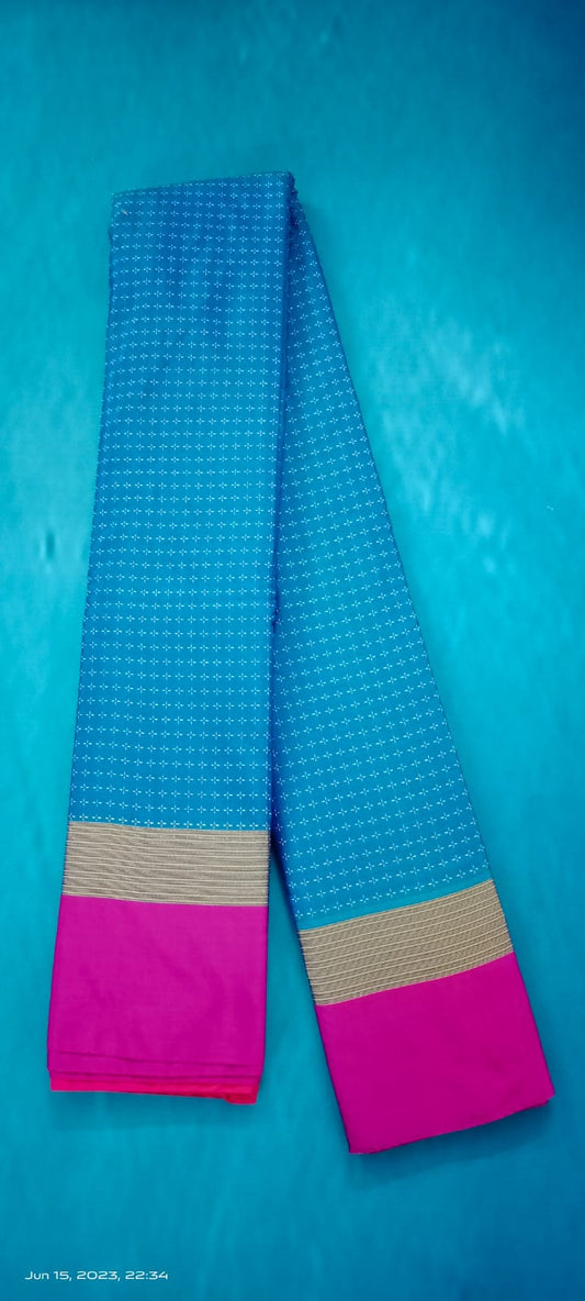 Noil Silk Plus Saree Aqua Blue