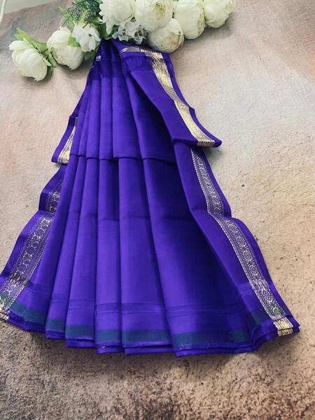 NVHSDB01-Dark Bule Pure Handloom Silk Saree