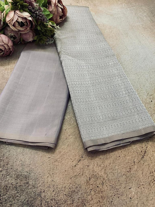 Sliver Zari Pure Handloom Silk Saree