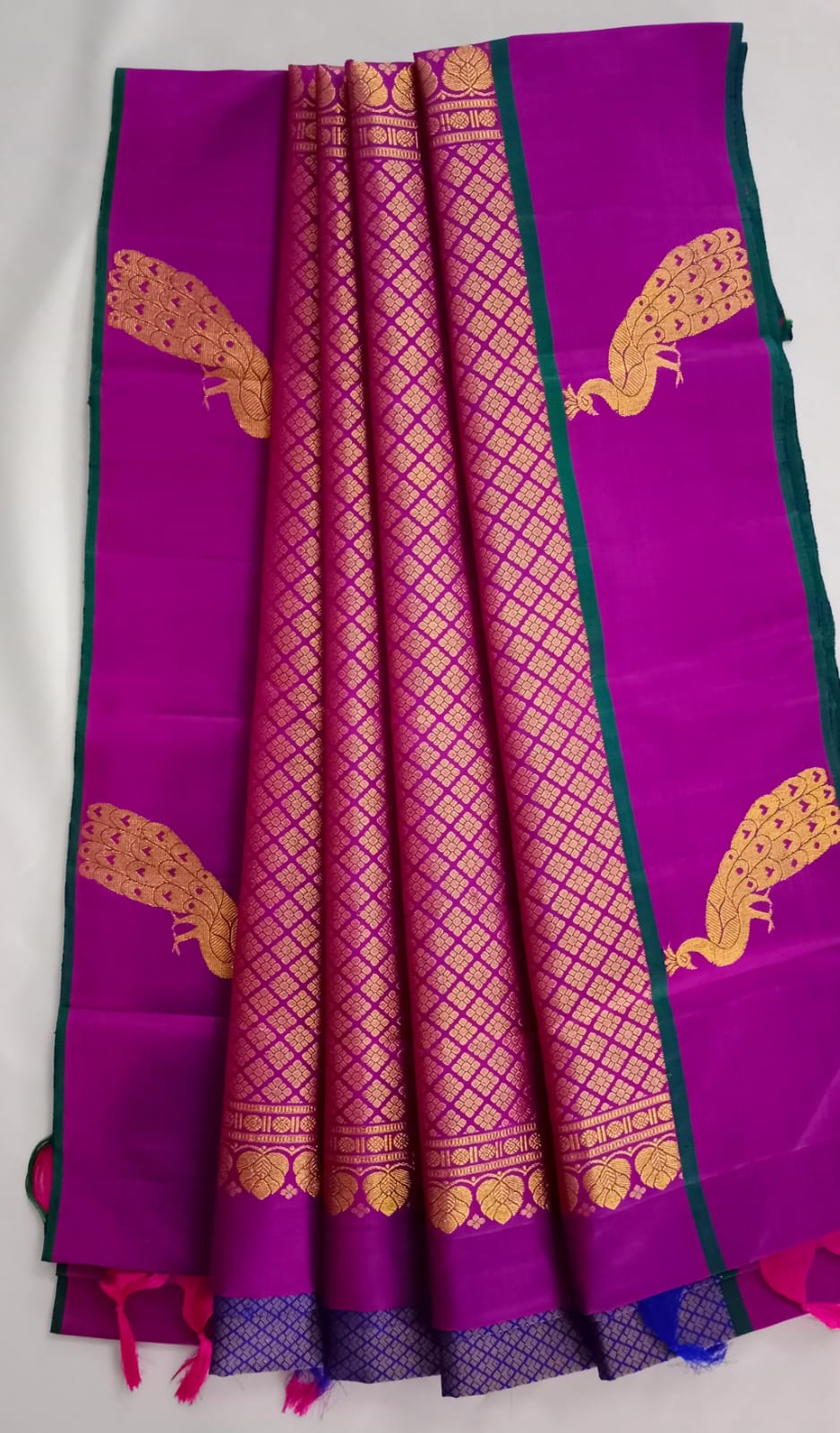 NVBS008-Dark blue and violet colour border bridal saree